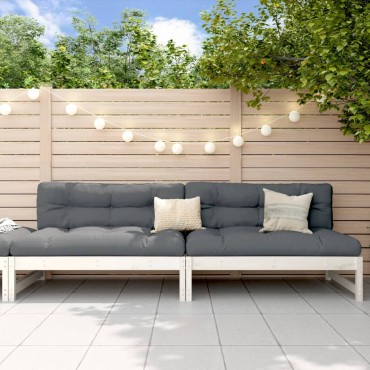 vidaXL Καναπέδες Κήπου Μεσαίοι 2 τεμ. Λευκός 120x80cm Μασίφ Ξύλο Πεύκου Διθέσιος