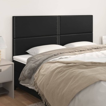 vidaXL Κεφαλάρια Κρεβατιού 4 τεμ. Μαύρο 100x5x78/88cmΣυνθετικό Δέρμα