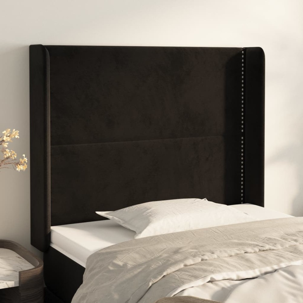 vidaXL Κεφαλάρι με Πτερύγια Μαύρο 83x16x118/128cm Βελούδινο 1 τεμ.