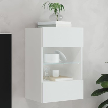 vidaXL Έπιπλο Τοίχου Τηλεόρασης με LED Λευκό 40x30x60,5cm