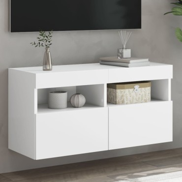 vidaXL Έπιπλο Τοίχου Τηλεόρασης με LED Λευκό 80x30x40cm