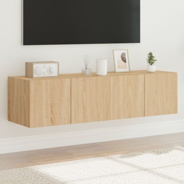 vidaXL Έπιπλα Τοίχου Τηλ. με LED 2 τεμ. Sonoma Δρυς 60x35x31cm