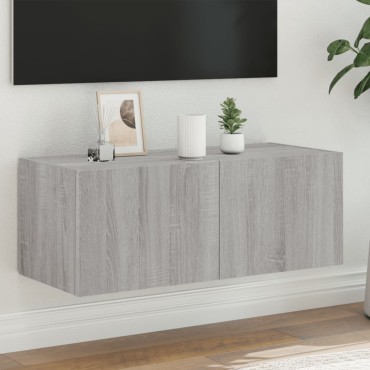 vidaXL Έπιπλο Τοίχου Τηλεόρασης με LED Γκρι Sonoma 80x35x31cm