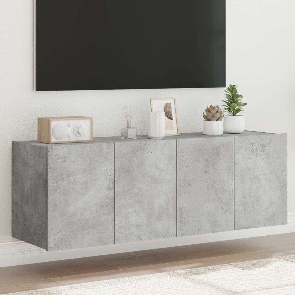 vidaXL Έπιπλα Τηλεόρασης με LED 2 τεμ. Γκρι Σκυροδέματος 60x35x41cm