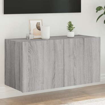 vidaXL Έπιπλο Τοίχου Τηλεόρασης με LED Γκρι Sonoma 80x35x41cm