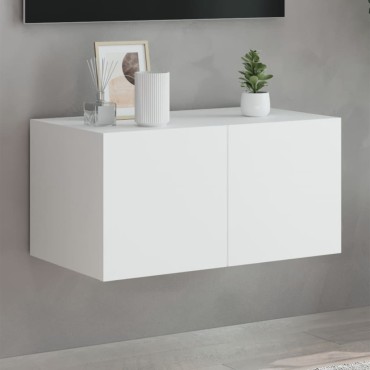 vidaXL Έπιπλο Τοίχου Τηλεόρασης με LED Λευκό 60x35x31cm