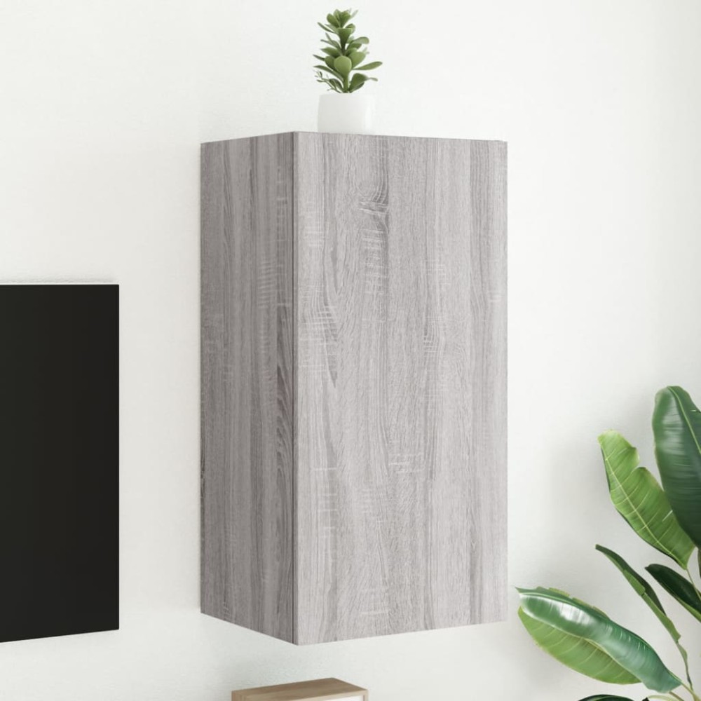 vidaXL Έπιπλο Τοίχου Τηλεόρασης με LED Γκρι Sonoma 40,5x35x80cm