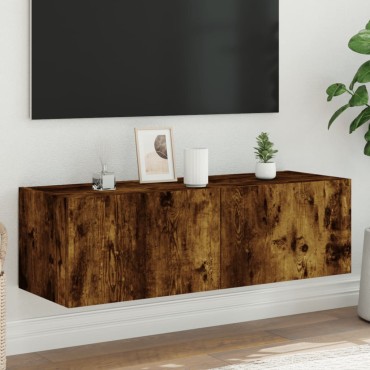 vidaXL Έπιπλο Τοίχου Τηλεόρασης με LED Καπνιστή Δρυς 100x35x31cm