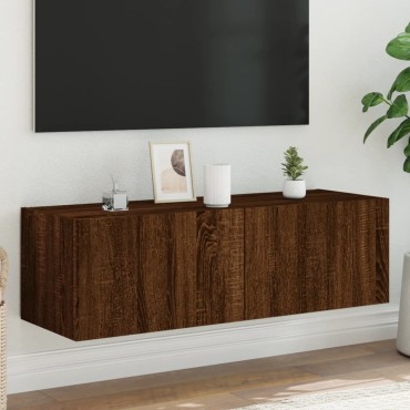 vidaXL Έπιπλο Τοίχου Τηλεόρασης με LED Καφέ Δρυς 100x35x31cm