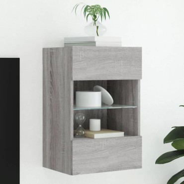 vidaXL Έπιπλο Τοίχου Τηλεόρασης με LED Γκρι Sonoma 40x30x60,5cm
