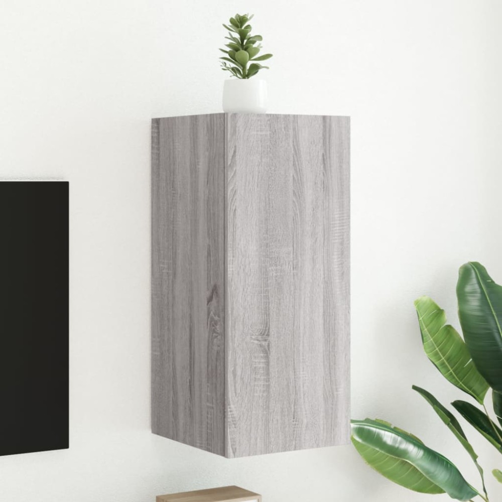 vidaXL Έπιπλο Τοίχου Τηλεόρασης με LED Γκρι Sonoma 30,5x35x70cm