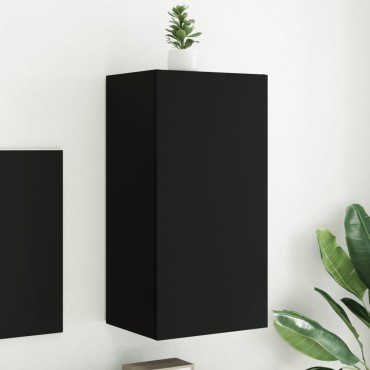 vidaXL Έπιπλο Τοίχου Τηλεόρασης με LED Μαύρο 40,5x35x80cm