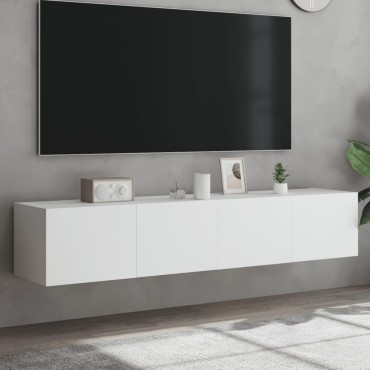 vidaXL Έπιπλα Τοίχου Τηλεόρασης με LED 2 τεμ. Λευκά 80x35x31cm
