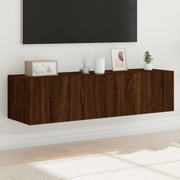 vidaXL Έπιπλα Τοίχου Τηλεόρασης LED 2 τεμ. Καφέ Δρυς 60x35x31cm