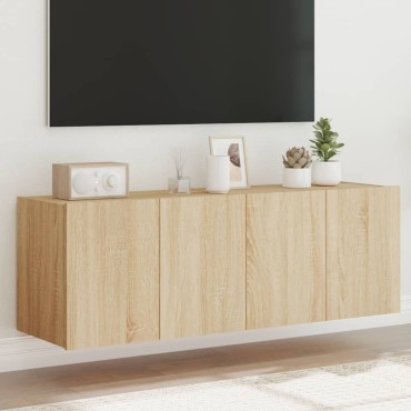 vidaXL Έπιπλα Τοίχου Τηλ. με LED 2 τεμ. Sonoma Δρυς 60x35x41cm