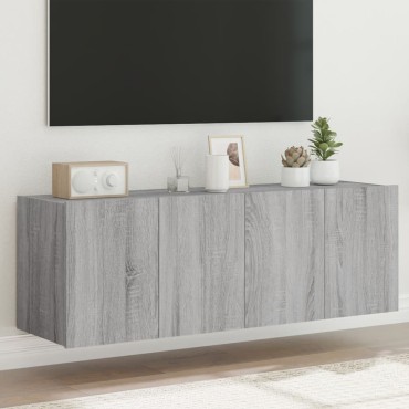 vidaXL Έπιπλα Τοίχου Τηλ. με LED 2 τεμ. Γκρι Sonoma 60x35x41cm
