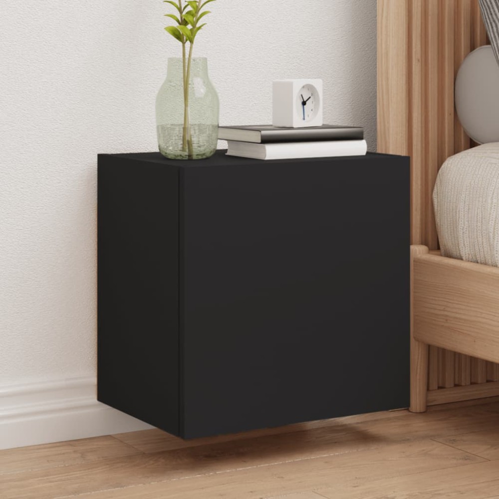 vidaXL Έπιπλα Τηλεόρασης Τοίχου 2 τεμ. Μαύρα 40,5x30x40cm Επεξ. Ξύλο