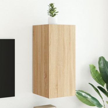 vidaXL Έπιπλο Τοίχου Τηλεόρασης με LED Sonoma Δρυς 30,5x35x70cm