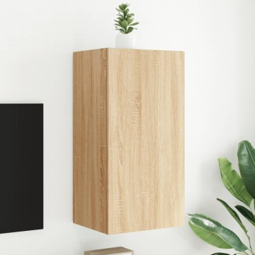 vidaXL Έπιπλο Τοίχου Τηλεόρασης με LED Sonoma Δρυς 40,5x35x80cm