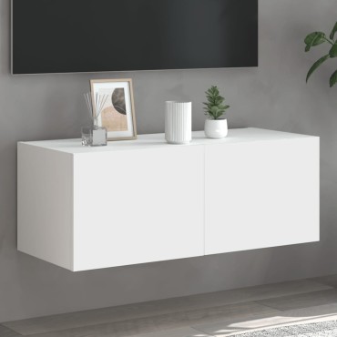 vidaXL Έπιπλο Τοίχου Τηλεόρασης με LED Λευκό 80x35x31cm