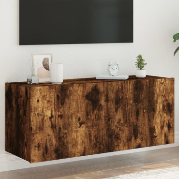 vidaXL Έπιπλο Τοίχου Τηλεόρασης με LED Καπνιστή Δρυς 100x35x41cm
