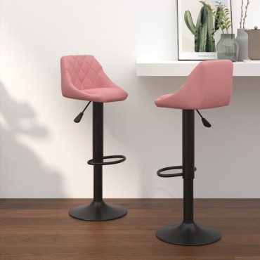 vidaXL Σκαμπό Μπαρ 2 τεμ. Ροζ Βελούδινα 46x44x(82-103)cm