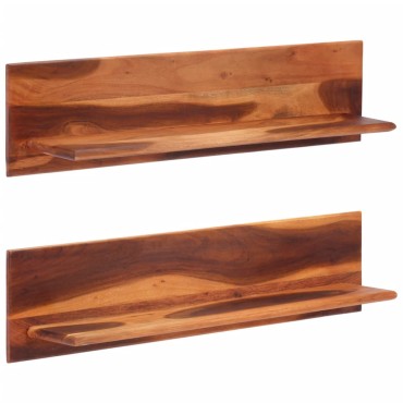 vidaXL Ράφια Τοίχου 2 τεμ. 112x20x26cm από Μασίφ Ξύλο Ακακίας