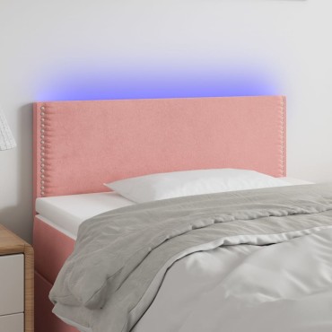 vidaXL Κεφαλάρι Κρεβατιού LED Ροζ 100x5x78/88cm Βελούδινο 1 τεμ.
