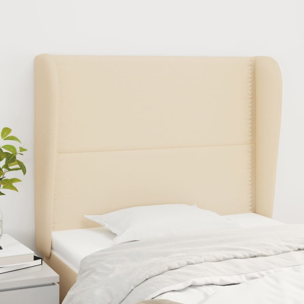 vidaXL Κεφαλάρι με Πτερύγια Κρεμ 93x23x118/128cm Υφασμάτινο 1 τεμ.