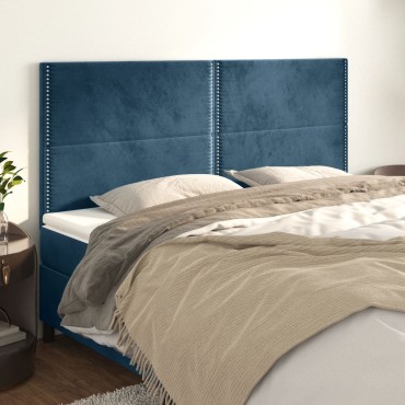 vidaXL Κεφαλάρια Κρεβατιού 4 τεμ. Σκ. Μπλε 80x5x78/88cm Βελούδινο