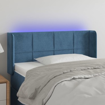 vidaXL Κεφαλάρι Κρεβατιού LED Σκούρο Μπλε 83x16x78/88cm Βελούδινο 1 τεμ.