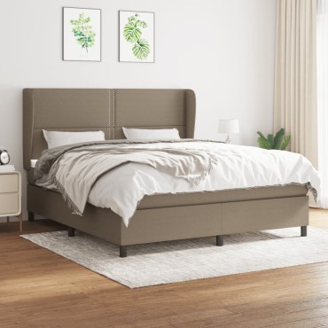 vidaXL Κρεβάτι Boxspring με Στρώμα Taupe 160x200cm Υφασμάτινο 1 τεμ. - Διπλό