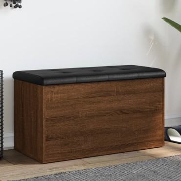 vidaXL Παγκάκι Αποθήκευσης Καφέ Δρυς 82x42x45cm από Επεξ. Ξύλο 1 τεμ.