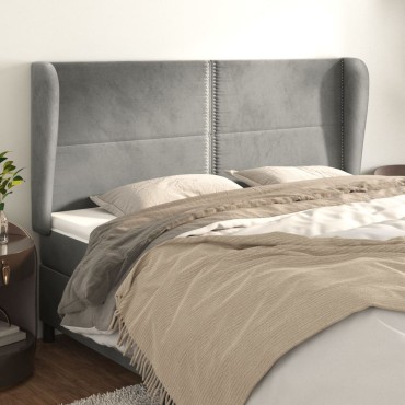 vidaXL Κεφαλάρι με Πτερύγια Ανοιχτό Γκρι 163x23x118/128cm Βελούδινο 1 τεμ.