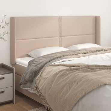 vidaXL Κεφαλάρι με Πτερύγια Καπουτσίνο 183x16x118/128cm Συνθ. Δέρμα 1 τεμ.