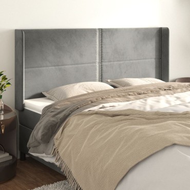 vidaXL Κεφαλάρι με Πτερύγια Ανοιχτό Γκρι 163x16x118/128cm Βελούδινο 1 τεμ.