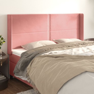 vidaXL Κεφαλάρι με Πτερύγια Ροζ 203x16x118/128cm Βελούδινο 1 τεμ.
