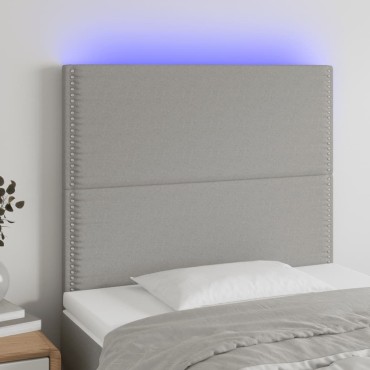 vidaXL Κεφαλάρι Κρεβατιού LED Ανοιχτό Γκρι 90x5x118/128cm Υφασμάτινο 1 τεμ.