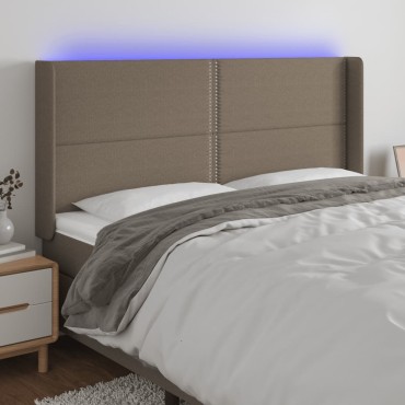 vidaXL Κεφαλάρι Κρεβατιού LED Taupe 163x16x118/128cm Υφασμάτινο 1 τεμ.