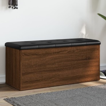 vidaXL Παγκάκι Αποθήκευσης Καφέ Δρυς 102x42x45cm από Επεξ. Ξύλο 1 τεμ.