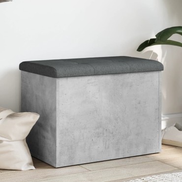 vidaXL Παγκάκι Αποθήκευσης Γκρι Σκυροδεμ. 62x42x45cm Επεξεργ. Ξύλο 1 τεμ.