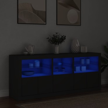 vidaXL Μπουφές με Φώτα LED Μαύρος 162x37x67cm 1 τεμ.