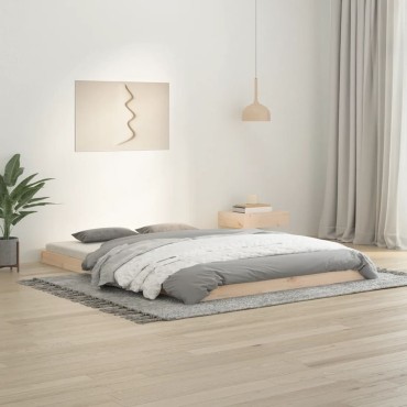 vidaXL Πλαίσιο Κρεβατιού 140x200cm από Μασίφ Ξύλο Πεύκου 1 τεμ. - Διπλό