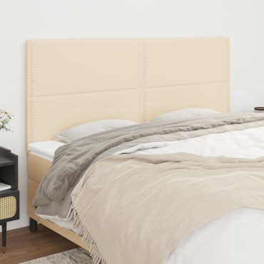 vidaXL Κεφαλάρια Κρεβατιού 4 τεμ. Κρεμ 90x5x78/88cm Υφασμάτινο