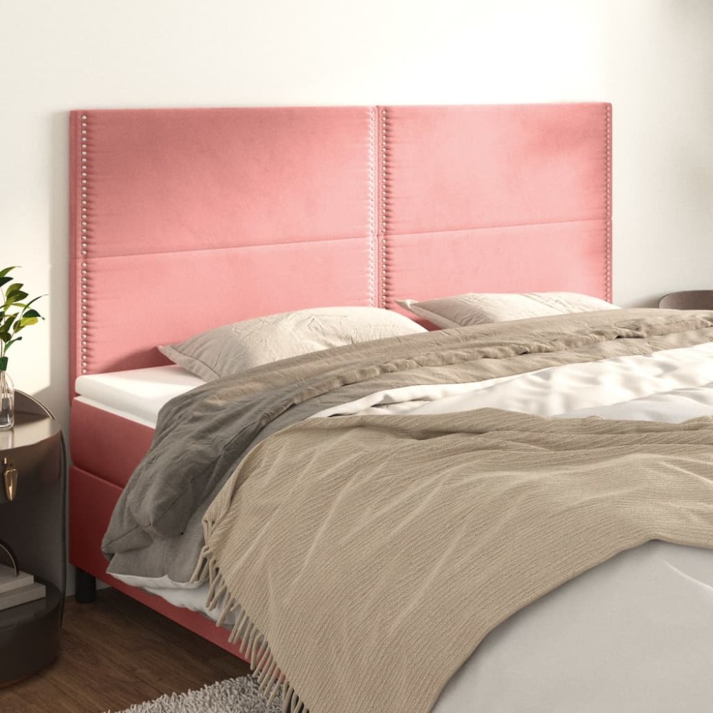 vidaXL Κεφαλάρια Κρεβατιού 4 τεμ. Ροζ 80x5x78/88cm Βελούδινο