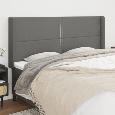 vidaXL Κεφαλάρι με Πτερύγια Σκούρο Γκρι 163x16x118/128cm Υφασμάτινο 1 τεμ.