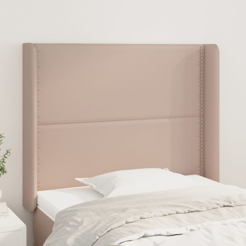 vidaXL Κεφαλάρι με Πτερύγια Καπουτσίνο 93x16x118/128cm Συνθ. Δέρμα 1 τεμ.