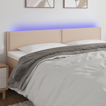 vidaXL Κεφαλάρι Κρεβατιού LED Καπουτσίνο 180x5x78/88cm Συνθετ. Δέρμα 1 τεμ.