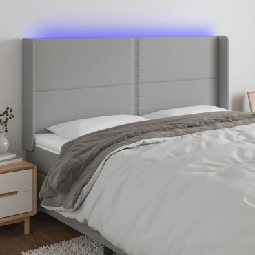 vidaXL Κεφαλάρι Κρεβατιού LED Ανοιχτό Γκρι 163x16x118/128cm 1 τεμ.