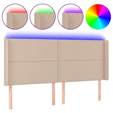 vidaXL Κεφαλάρι Κρεβατιού LED Καπουτσίνο 183x16x118/128 εκ 1 τεμ.